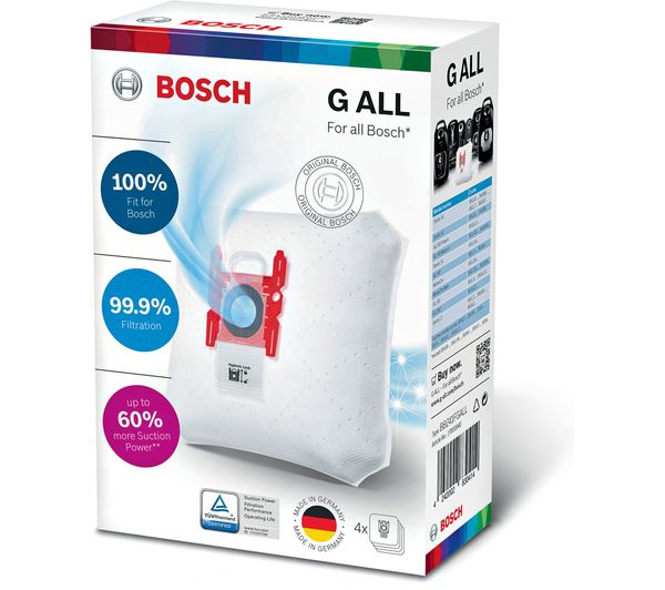 TieDex UK BOSCH BBZ41FGALL PowerProtect Type G Vacuum Cleaner Dustbag - Pack of 4