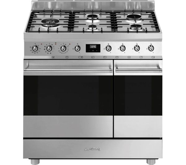 TieDex UK SMEG C92GMX2 90 Dual Fuel Range Cooker - Stainless Steel