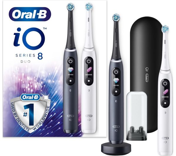 TieDex UK ORAL B iO 8 Electric Toothbrush - Black & White Duo