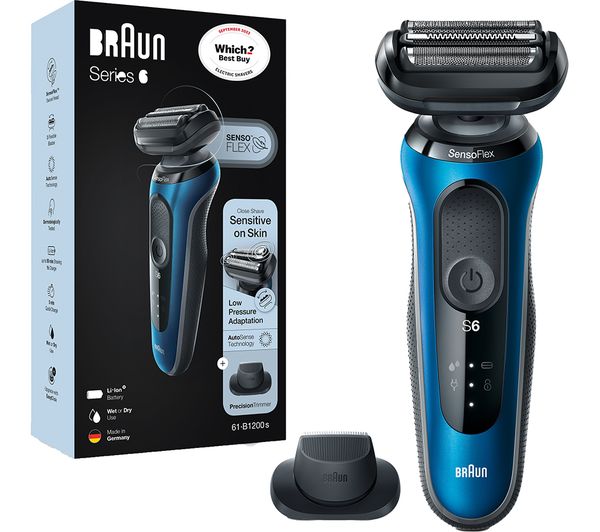 TieDex UK BRAUN Series 6 60-B1200S Wet & Dry Foil Shaver - Black & Blue