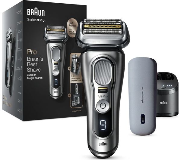 TieDex UK BRAUN Series 9 Pro 9477CC Wet & Dry Foil Shaver, SmartCare Centre & PowerCase - Silver