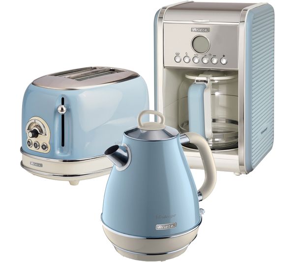 TieDex UK ARIETE ARPK9 Vintage Toaster, Kettle & Coffee Machine Bundle - Blue