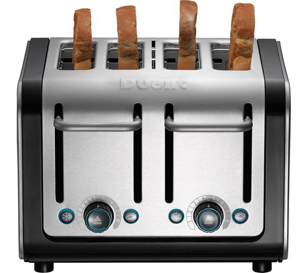 TieDex UK DUALIT Architect 46505 4-Slice Toaster - Black & Brushed Stainless Steel