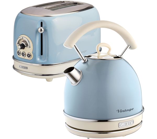 TieDex UK ARIETE Vintage ARPK12 2-Slice Toaster & Traditional Kettle Bundle - Blue