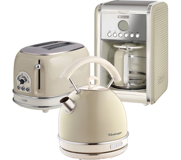 TieDex UK ARIETE Vintage ARPK13 Toaster, Kettle & Coffee Machine Bundle - Beige