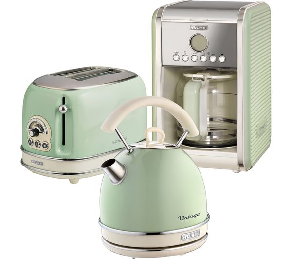 TieDex UK ARIETE Vintage ARPK14 Toaster, Kettle & Coffee Machine Bundle - Green