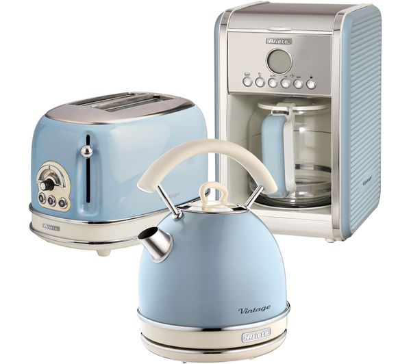 TieDex UK ARIETE Vintage ARPK15 Toaster, Kettle & Coffee Machine Bundle - Blue