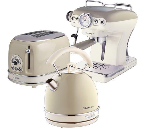 TieDex UK ARIETE Vintage ARPK16 Toaster, Kettle & Coffee Machine Bundle - Beige