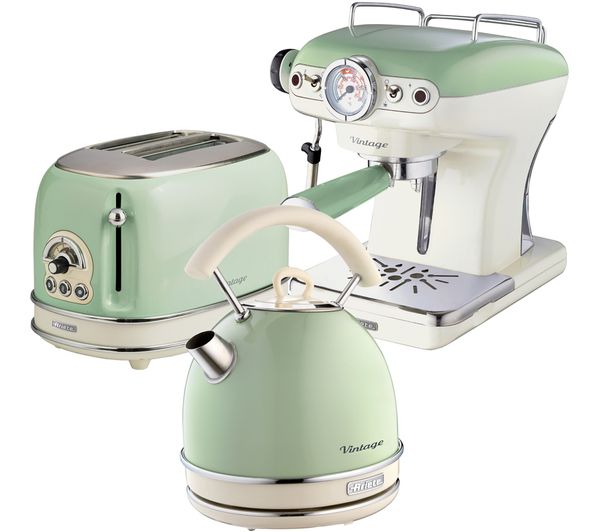 TieDex UK ARIETE Vintage ARPK17 Toaster, Kettle & Coffee Machine Bundle - Green