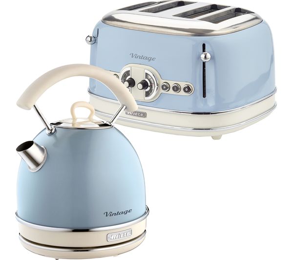 TieDex UK ARIETE Vintage ARPK41 4-Slice Toaster & Traditional Kettle Bundle - Blue