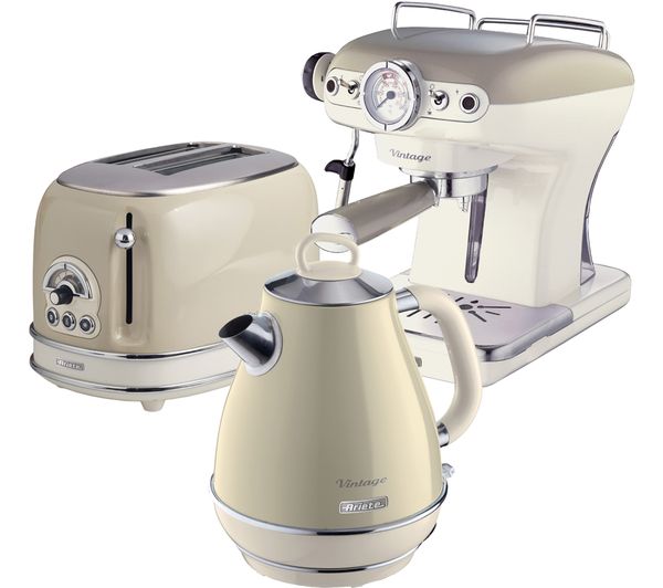 TieDex UK ARIETE Vintage ARPK4 Coffee Machine, Toaster & Kettle Bundle - Beige