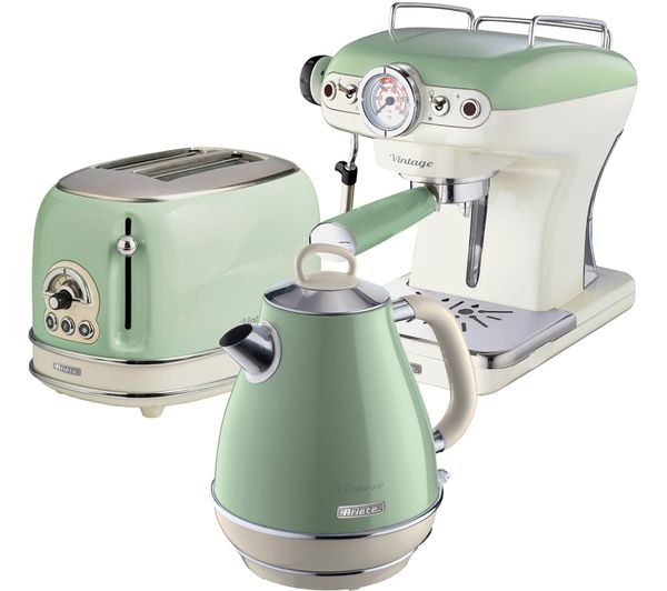 TieDex UK ARIETE Vintage ARPK5 Coffee Machine, Toaster & Kettle Bundle - Green