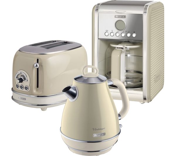 TieDex UK ARIETE Vintage ARPK7 Coffee Machine, Toaster & Kettle Bundle - Beige