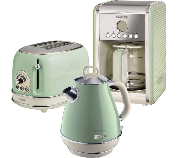 TieDex UK ARIETE Vintage ARPK8 Coffee Machine, Toaster & Kettle Bundle - Green