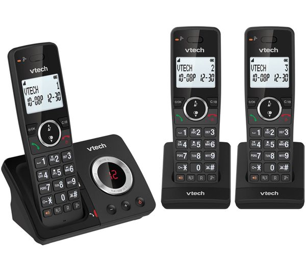 TieDex UK VTECH ES2052 Cordless Phone - Triple Handsets, Black