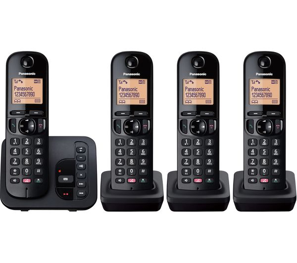 TieDex UK PANASONIC KX-TGC264EB Cordless Phone - Quad Handsets, Black