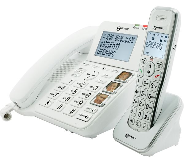 TieDex UK GEEMARC DECT295 COMBI Corded Phone & Cordless Extension Handset - White