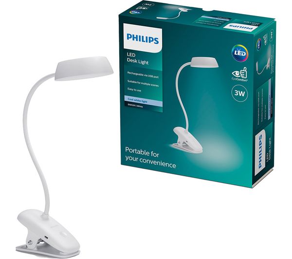 TieDex UK PHILIPS Donutclip DSK201 LED Desk Lamp - White