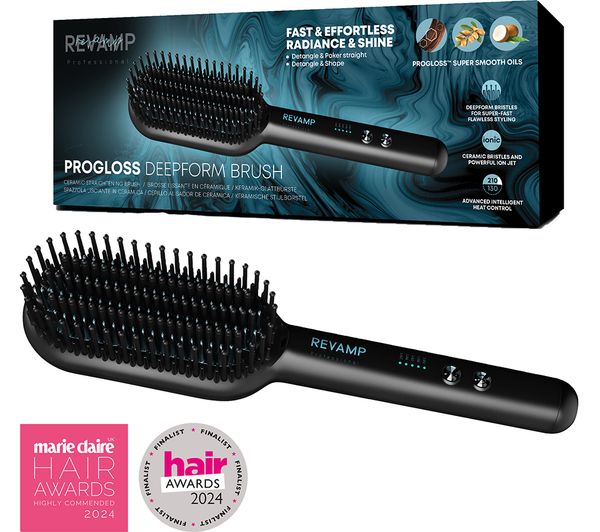 TieDex UK REVAMP Progloss DeepForm Hair Straightening Brush - Black