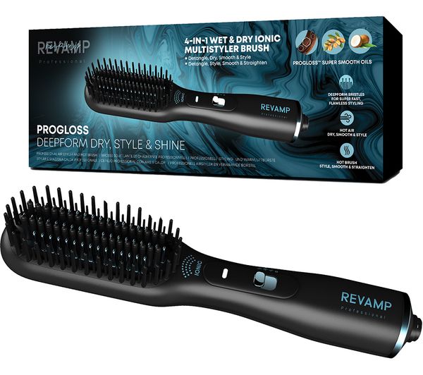 TieDex UK REVAMP Progloss Deepform Straight & Style Blow Dry Brush - Black