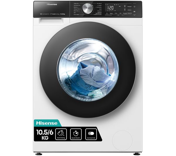 TieDex UK HISENSE 5S Series Auto Dosing WD5S1045BW WiFi-enabled 10.5 kg Washer Dryer - White