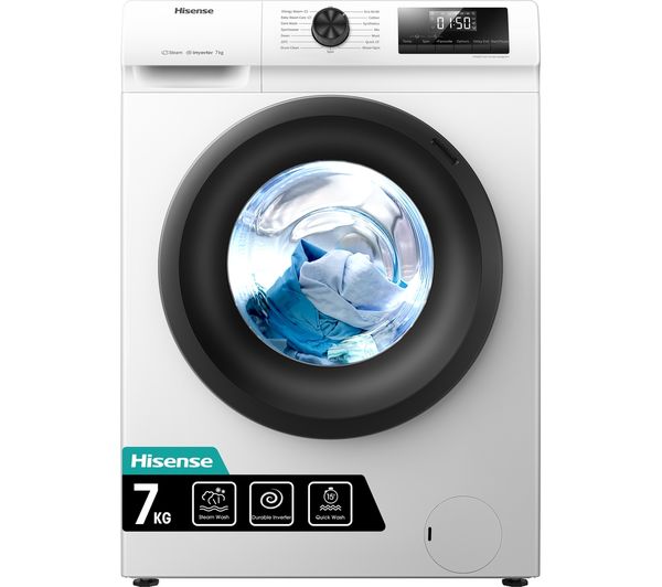 TieDex UK HISENSE 1 Series WFQP7012EVM 7 kg 1200 Spin Washing Machine - White