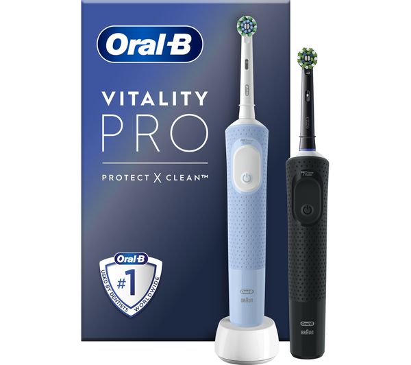 TieDex UK ORAL B Vitality Pro Electric Toothbrush - Black & Blue Duo