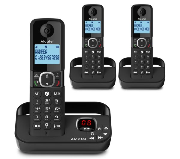 TieDex UK ALCATEL F860 Voice TAM ATL1425239 Cordless Phone - Triple Handsets, Black