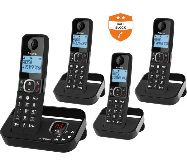 TieDex UK ALCATEL F860 Voice TAM ATL1427554 Cordless Phone - Quad Handsets, Black