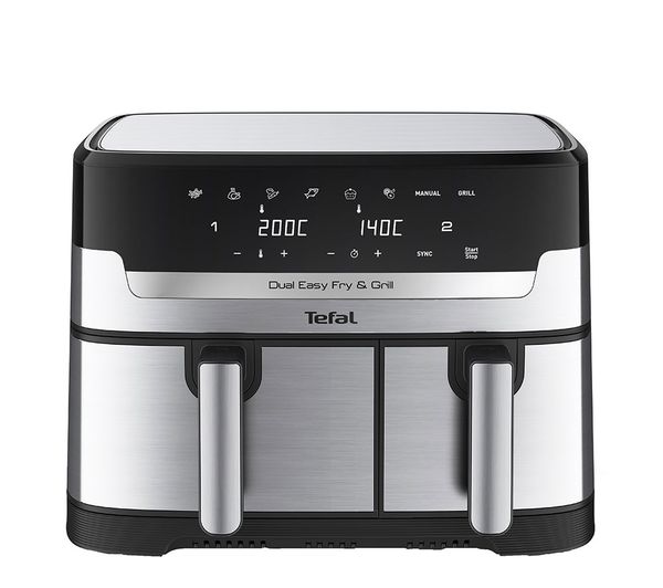 TieDex UK TEFAL Easy Fry Dual Zone EY905D40 Air Fryer & Grill - Stainless Steel