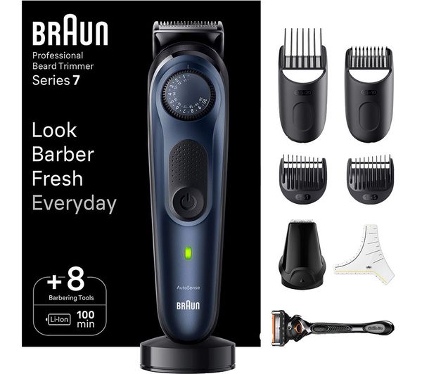 TieDex UK BRAUN Pro Beard Trimmer 7 BT7421 Wet & Dry Beard Trimmer - Black & Blue