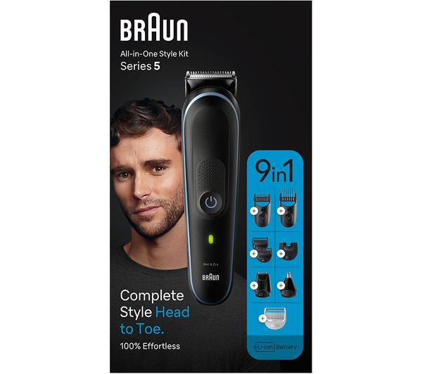 TieDex UK BRAUN 9-in-1 MGK5411 Wet & Dry All-in-one Trimmer Kit - Black & Blue