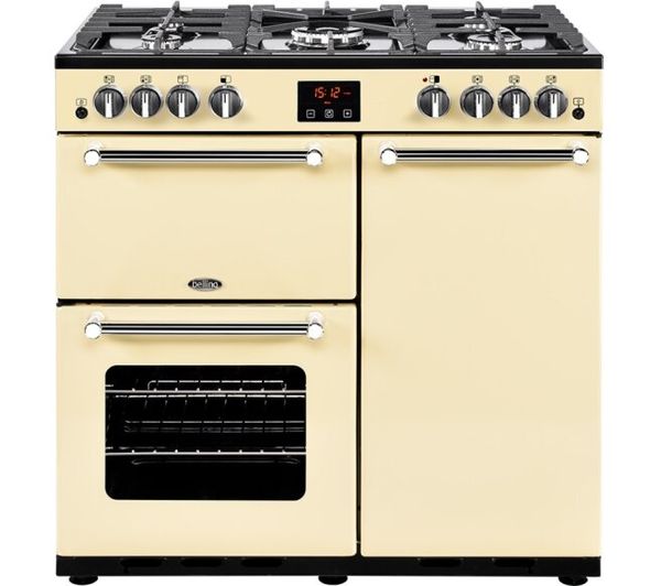 TieDex UK BELLING Kensington X90G Gas Range Cooker - Cream & Chrome