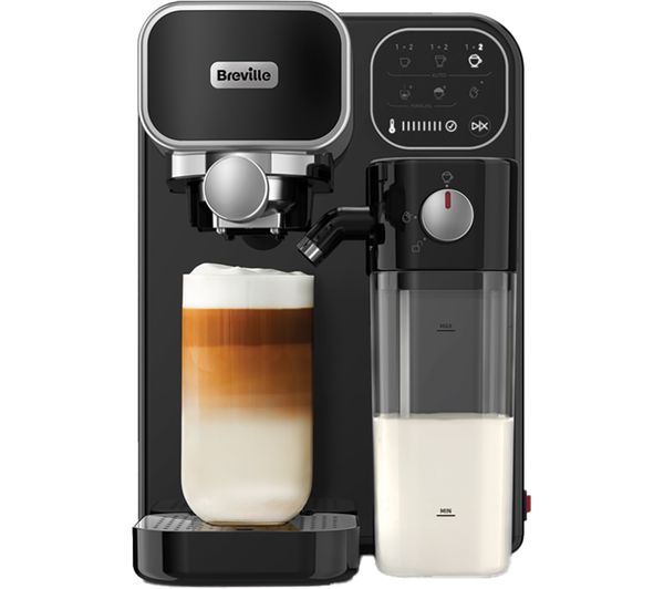 TieDex UK BREVILLE Prima Latte Luxe VCF166 Coffee Machine - Black & Silver