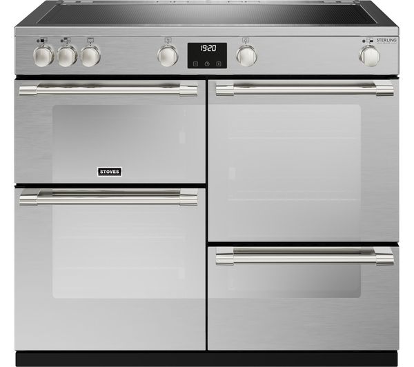 TieDex UK STOVES Sterling Deluxe D1000Ei ZLS Electric Induction Range Cooker - Stainless Steel & Chrome