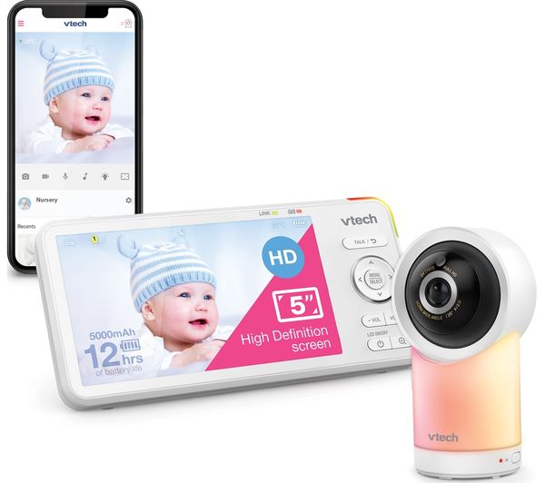 TieDex UK VTECH RM5766HD 5" LCD Screen Smart Video Baby Monitor - White