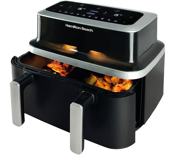 TieDex UK HAMILTON BEACH VisionCook HB700VCGS Dual Air Fryer - Black & Silver