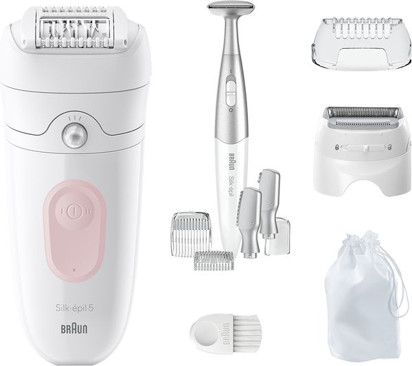 TieDex UK BRAUN Silk-épil 5 5-230 Wet & Dry Epilator - White & Flamingo