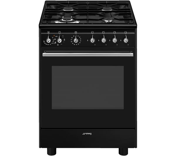 TieDex UK SMEG Concert CX61GMBL 60 cm Dual Fuel Range Cooker - Black