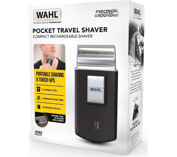 TieDex UK WAHL 3615-0403 Pocket Travel Shaver - Black & Silver