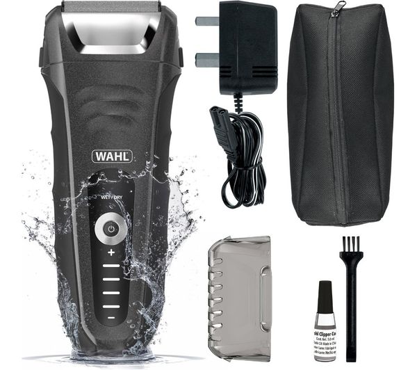 TieDex UK WAHL Lifeproof Plus 7061-917 Wet & Dry Stubble Foil Shaver - Black & Silver