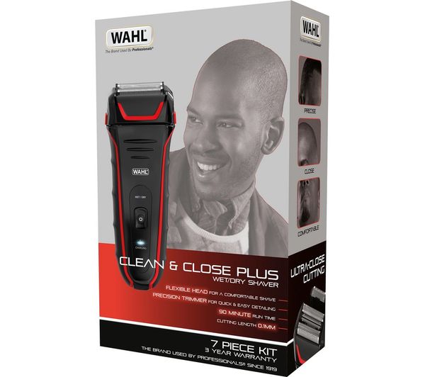 TieDex UK WAHL Clean & Close Wet & Dry Stubble Foil Shaver - Black & Red