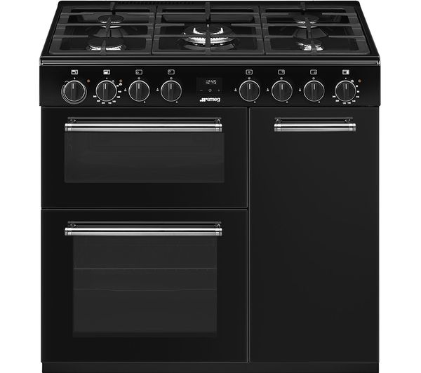 TieDex UK SMEG BG93GMBL Concert 90 cm Dual Fuel Range Cooker - Black