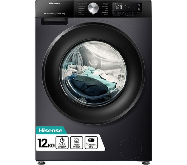 TieDex UK HISENSE 3S Series WF3S1243BB3 WiFi-enabled 12 kg 1400 Spin Washing Machine - Black