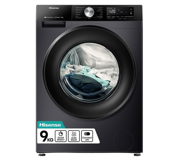 TieDex UK HISENSE 3S Series WF3S9043BB3 WiFi-enabled 9 kg 1400 Spin Washing Machine - Premium Black