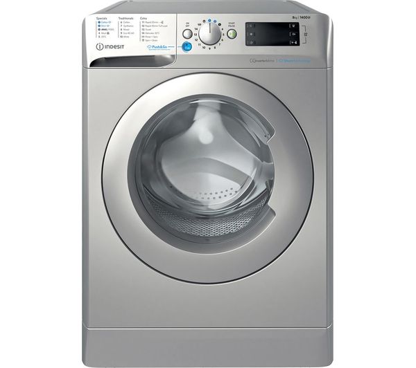 TieDex UK INDESIT Innex Steam Push&Go BWE 81496X SV UK 8 kg 1400 Spin Washing Machine - Silver