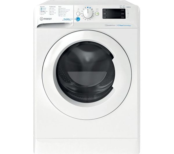 TieDex UK INDESIT Innex Steam Push&Go BDE 86436 WV UK 8 kg Washer Dryer - White