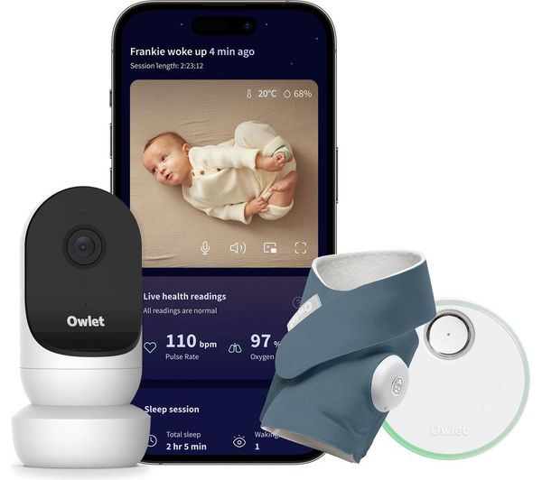 TieDex UK OWLET Dream Sock OWDB-12-BB Smart Baby Monitor & Cam 2 Bundle - Bedtime Blue