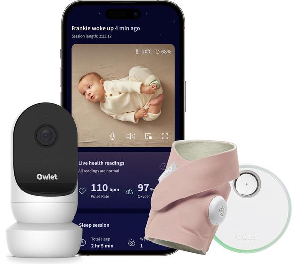 TieDex UK OWLET Dream Sock OWDB-12-MT Smart Baby Monitor & Cam 2 Bundle - Dusty Rose