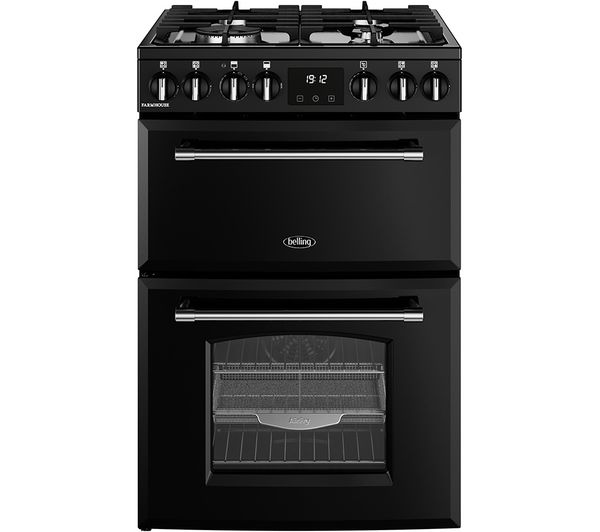 TieDex UK BELLING Farmhouse 60DF Dual Fuel Cooker - Black & Chrome